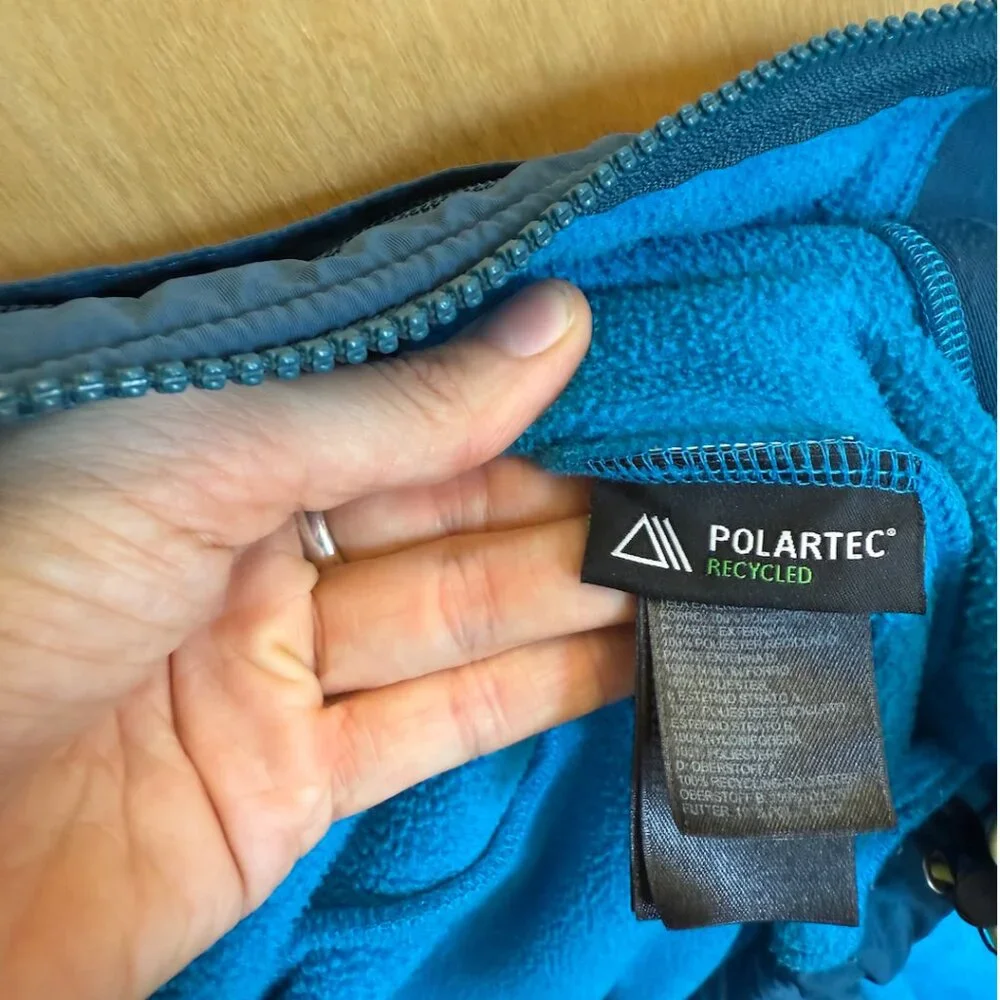 The North Face Jacket Womens Medium Blue Hooded Fleece Zip Denali Yellow - Picture 5 of 5